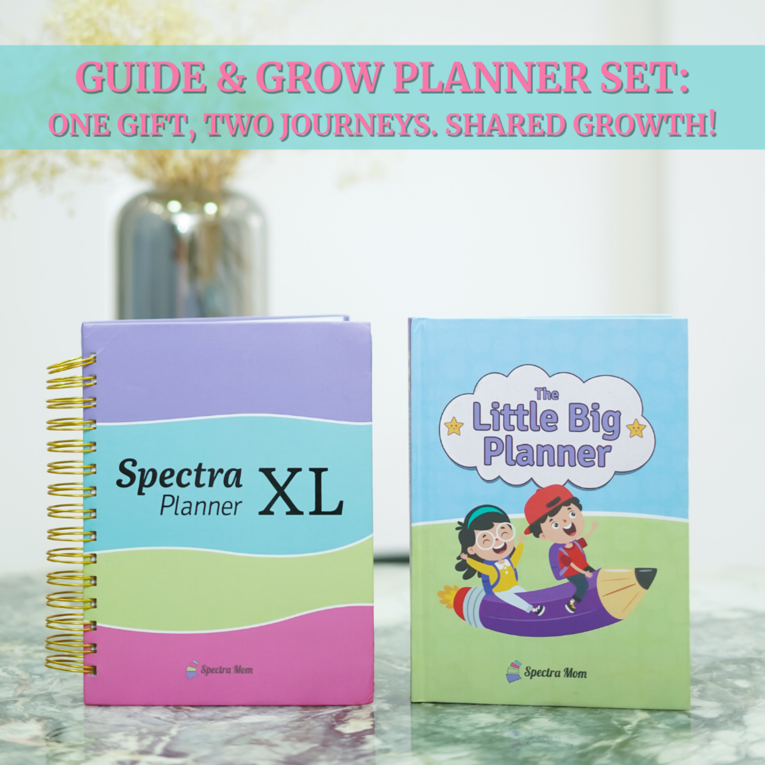 Guide & Grow Planner Set | Family Planner Combo for Parents & Kids | Annual & Daily Planners, Habit Tracker, Goal Setting & Gratitude Journal | Perfect Gift