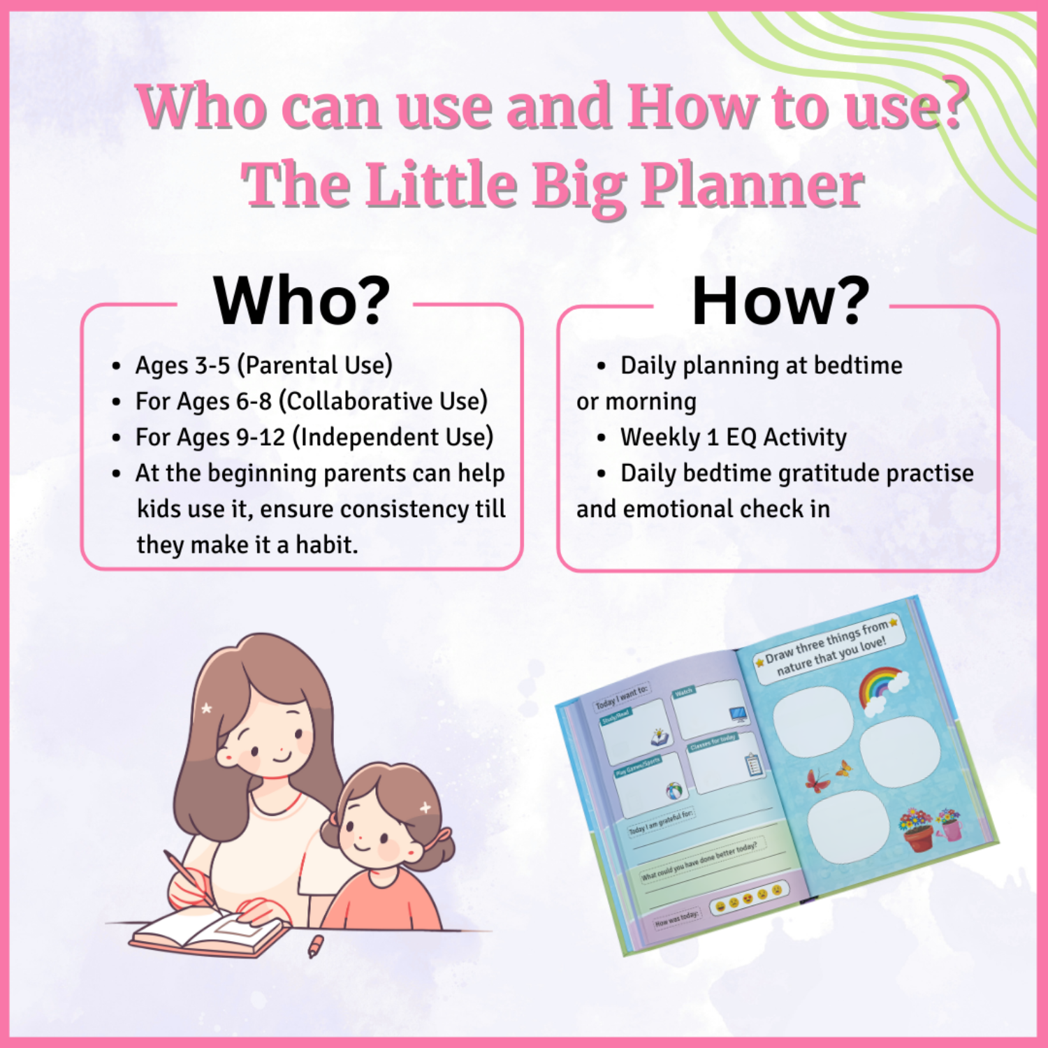 The Growth Set | The Little Big Planner & Positive Affirmation Cards for Kids | Daily Planning, Gratitude Journal, Emotional Check-ins & Confidence Building for Children