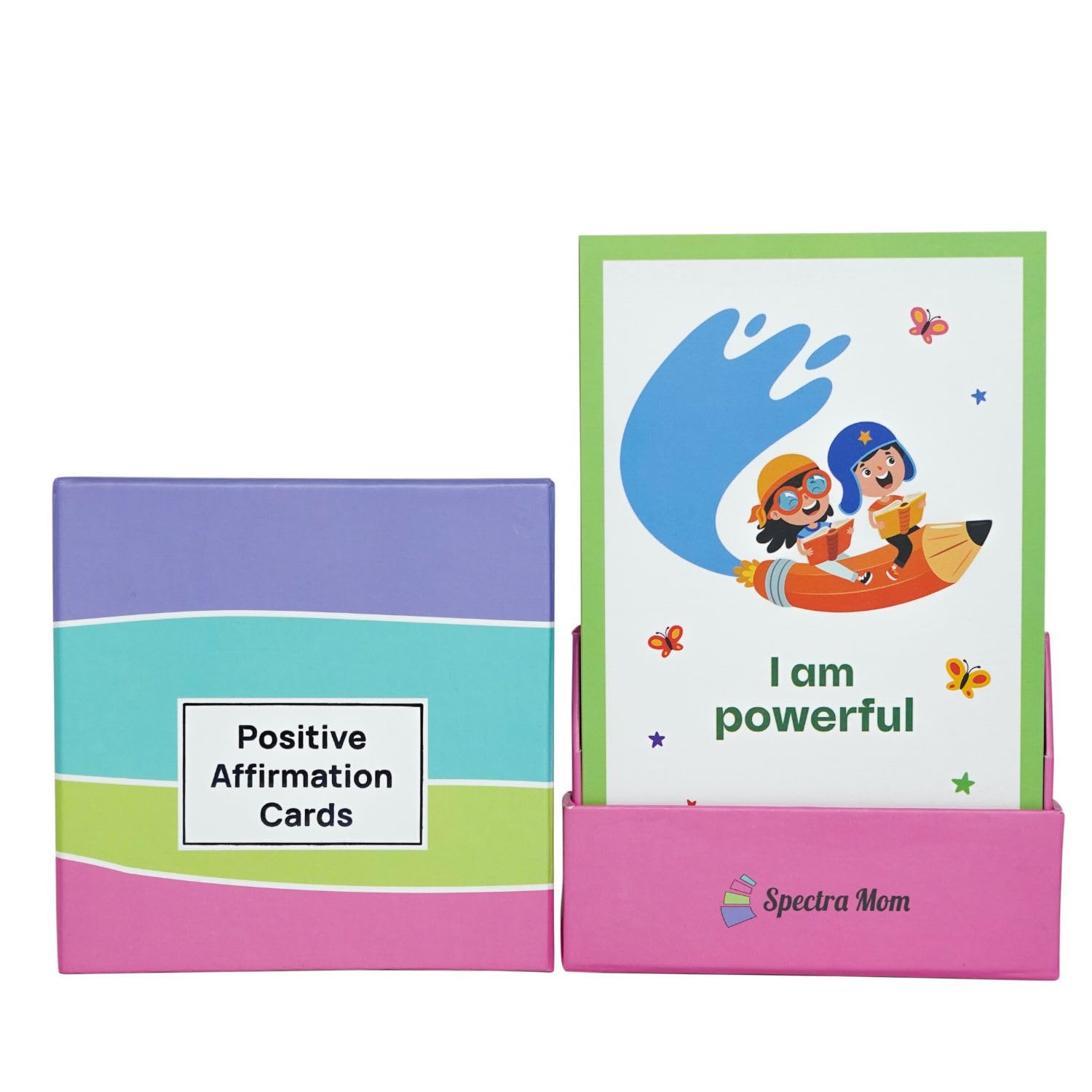 Positive Affirmation Cards for Kids | Set of 40 Cards | Vibrant & Attractive Design | Durable Box Packing | Ages 0-99 | Positive Affirmations for Motivation, Self Confidence & Emotional Resilience