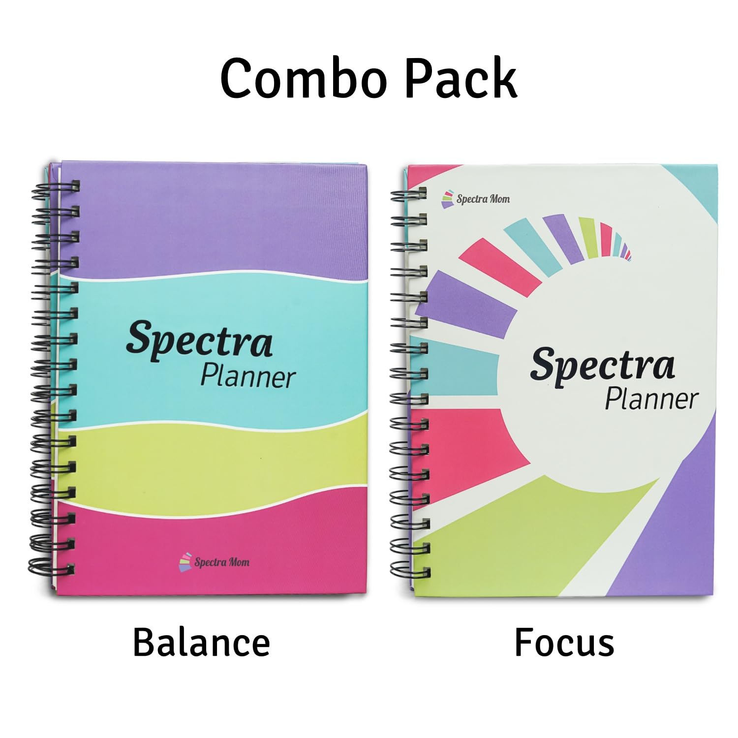 Spectra Planner Combo Pack (Focus & Balance) | Undated A5 Daily Planners | 90 GSM, 186 Pages Each | Zen Pages, Expense Tracker, Doodle Sheets, To-Do Lists, Gratitude Journal | Pack of 2