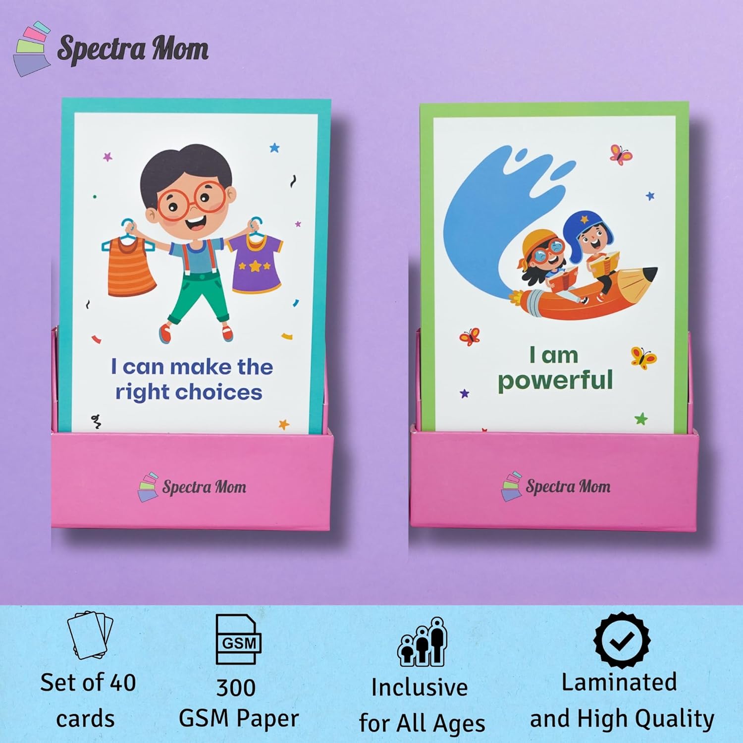 Affirmation Cards Combo Pack (Parenting & Positive Affirations) | Pack of 2 | Sets of 40 Vibrant Cards each | Inspiring Affirmations for Motivation, Self-Love, Confidence, & Emotional Well-Being