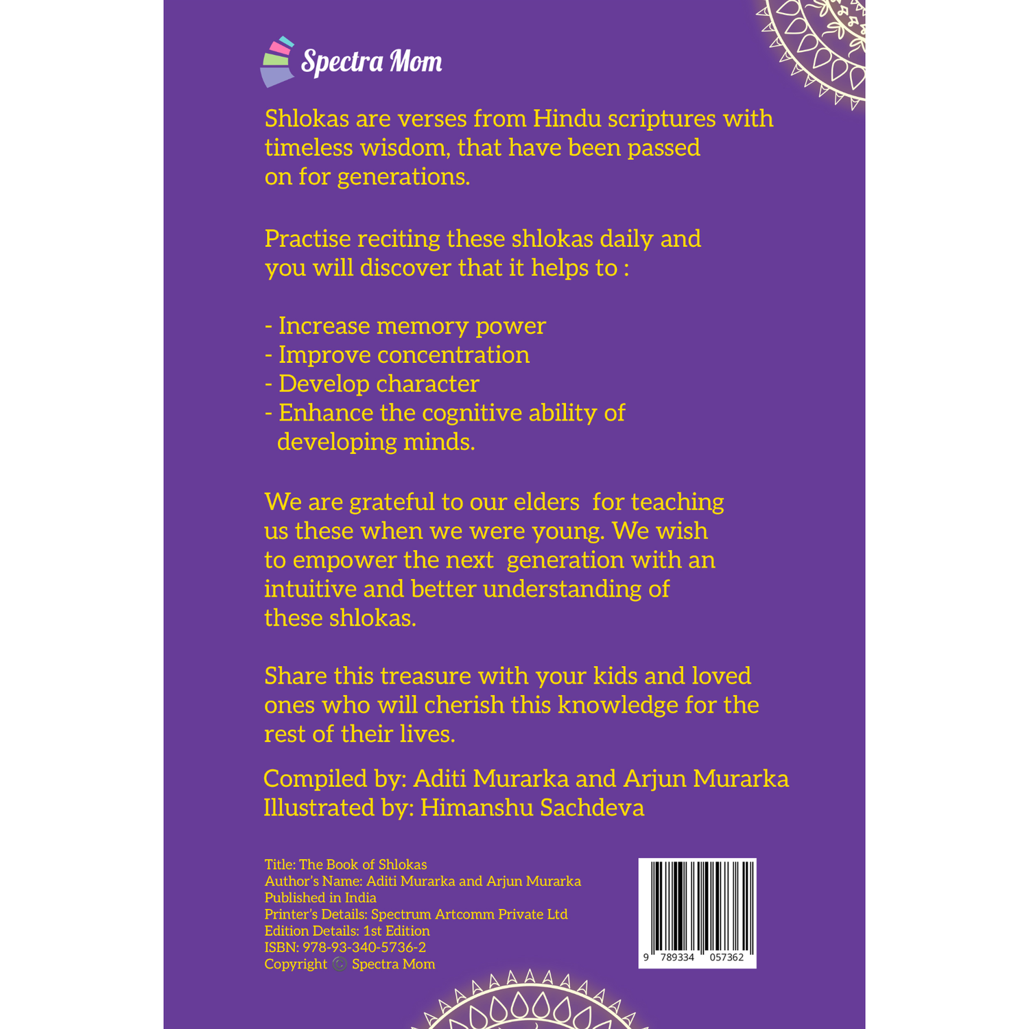 The Book of Shlokas | Compilation of 11 Shlokas & Mantras from Hindu Scriptures | Board Book | Made for all Ages 0-99 |