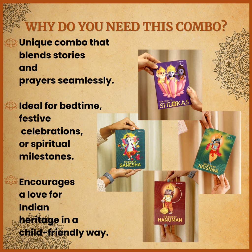 The Cultural Set | 4-in-1 Itihaas & Shloka Collection for Kids | Storybooks of Ganesha, Hanuman, Krishna + Shlokas | Indian Culture, Values & Prayers