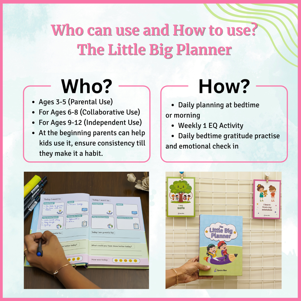The Growth Set | The Little Big Planner & Positive Affirmation Cards for Kids | Daily Planning, Gratitude Journal, Emotional Check-ins & Confidence Building for Children