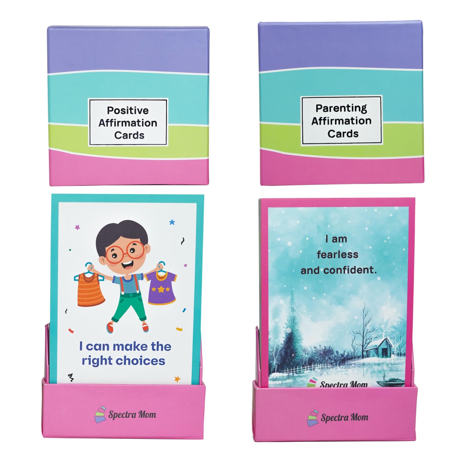 Affirmation Cards Combo Pack (Parenting & Positive Affirations) | Pack of 2 | Sets of 40 Vibrant Cards each | Inspiring Affirmations for Motivation, Self-Love, Confidence, & Emotional Well-Being