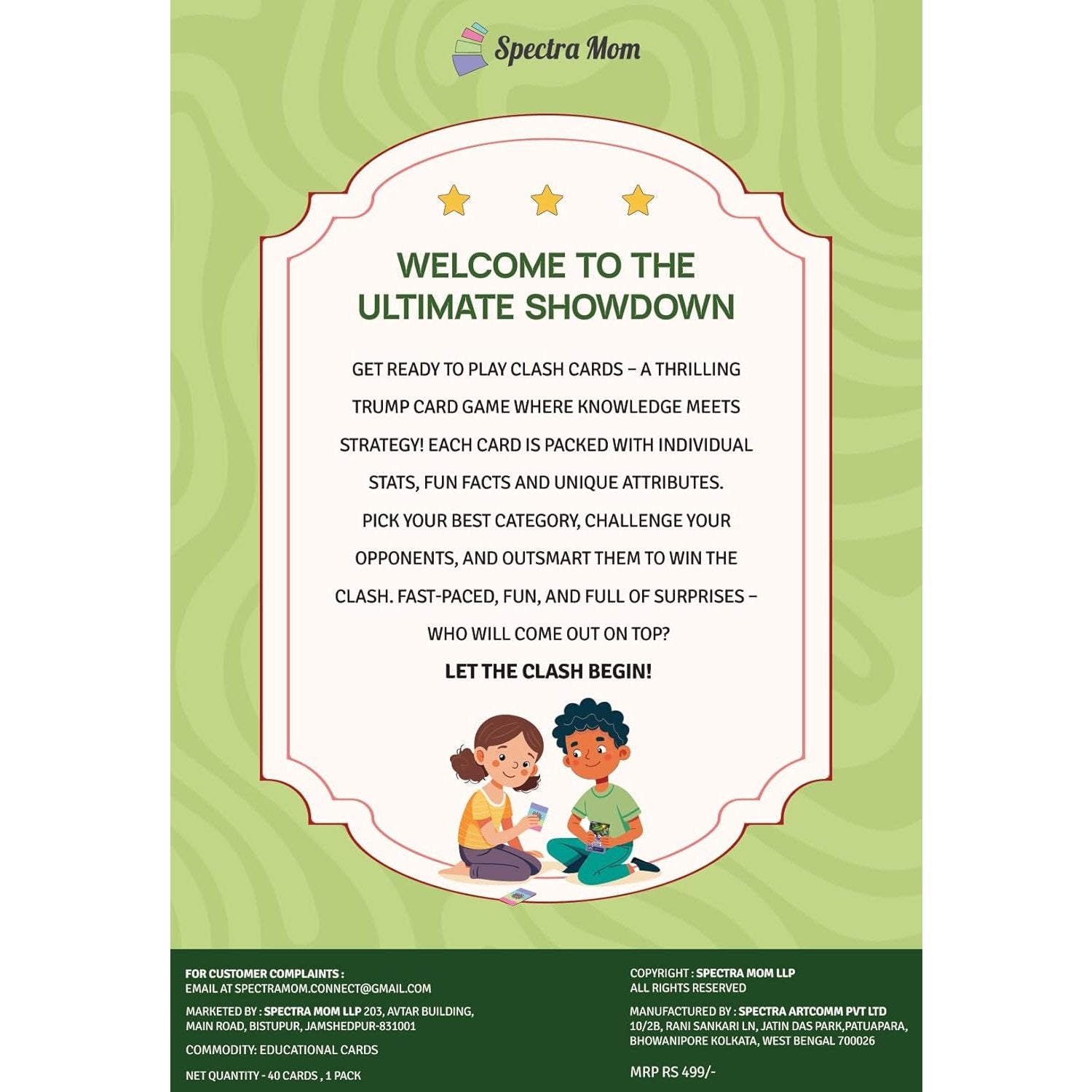 SPECTRA MOM Clash Cards - Animal Kingdom | 40 Play & Learn Theme Based Trump Cards | Unlimited Ways to Play | No Screen Fun | Family Games Night | Players 2-5 | Ages 4-99