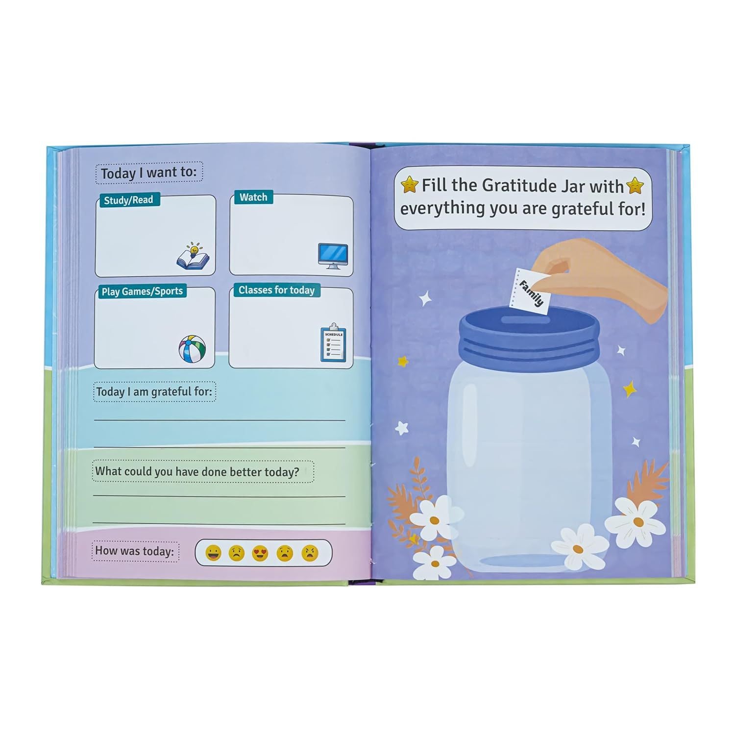 The Little Big Planner - The Ultimate Planner for Kids | For Ages 3-5 (Parental Use) | For Ages 6-8 (Collaborative Use) | For Ages 9-12 (Independent Use) | Practice Gratitude & Mindfulness | Daily Journal | Size A5 | Hard Cover | Flat Lay Design | 90 GSM