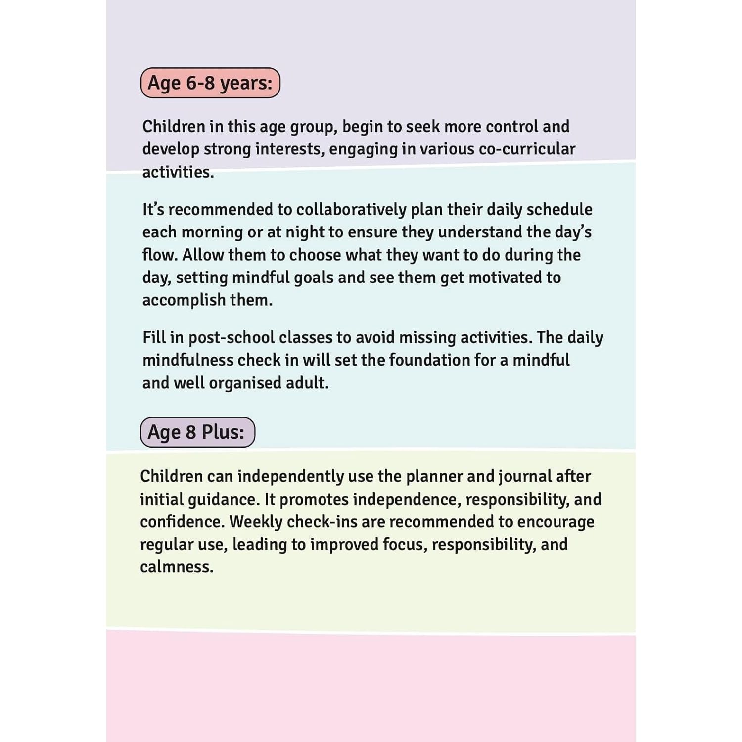 The Little Big Planner - The Ultimate Planner for Kids | For Ages 3-5 (Parental Use) | For Ages 6-8 (Collaborative Use) | For Ages 9-12 (Independent Use) | Practice Gratitude & Mindfulness | Daily Journal | Size A5 | Hard Cover | Flat Lay Design | 90 GSM