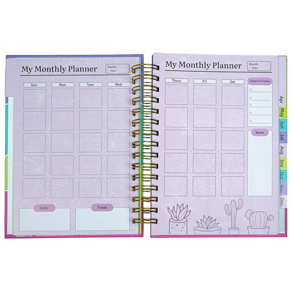 Spectra Planner XL | The Ultimate Annual Planner | Undated | A5 | Hard  Bound Wiro | 90 GSM | 288 Pages | Zen Pages | Habit Tracker| Bucket List | Expense Tracker | Meal Planning | Financial Planning I Resolutions I Gratitude | Journal