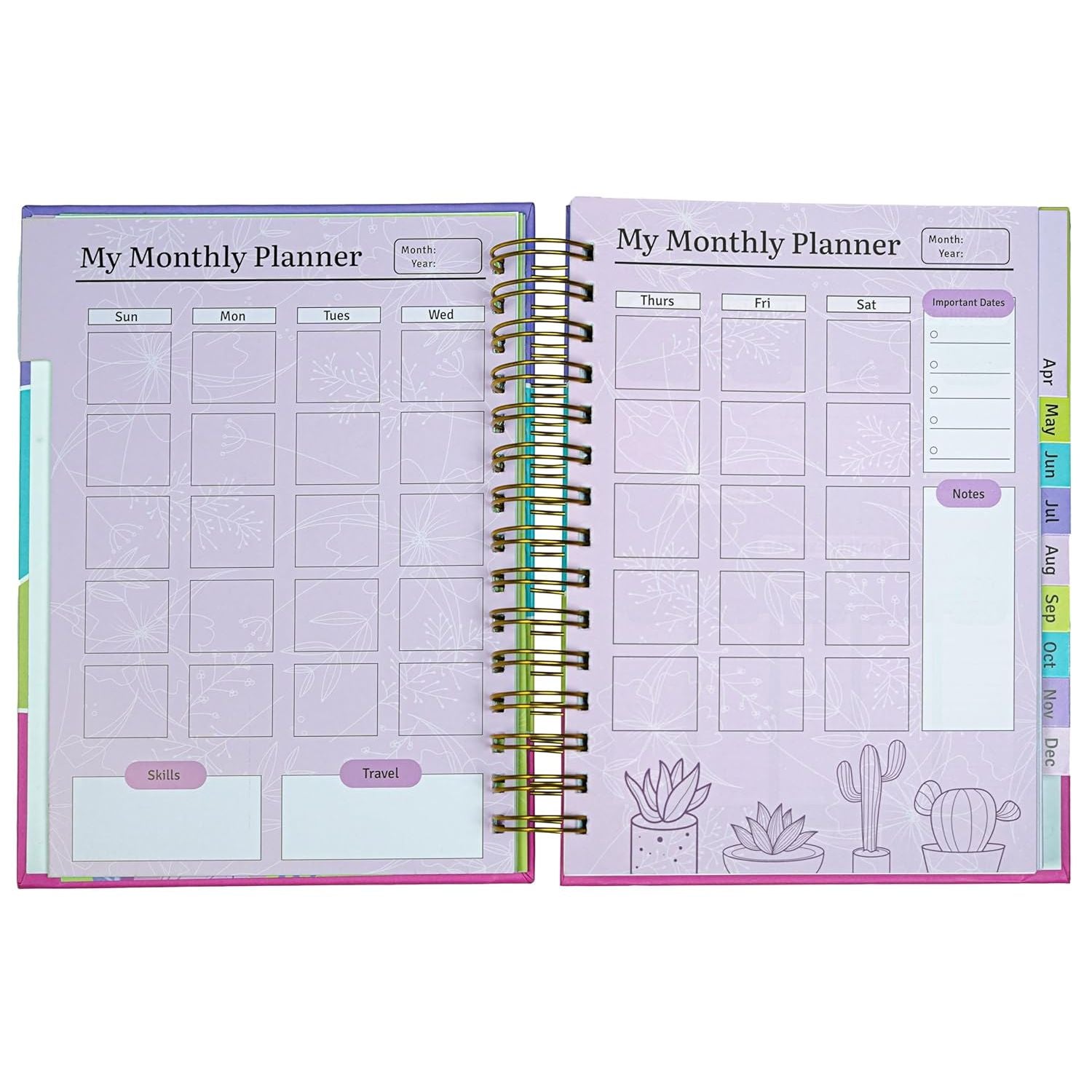 Spectra Planner XL | The Ultimate Annual Planner | Undated | A5 | Hard  Bound Wiro | 90 GSM | 288 Pages | Zen Pages | Habit Tracker| Bucket List | Expense Tracker | Meal Planning | Financial Planning I Resolutions I Gratitude | Journal