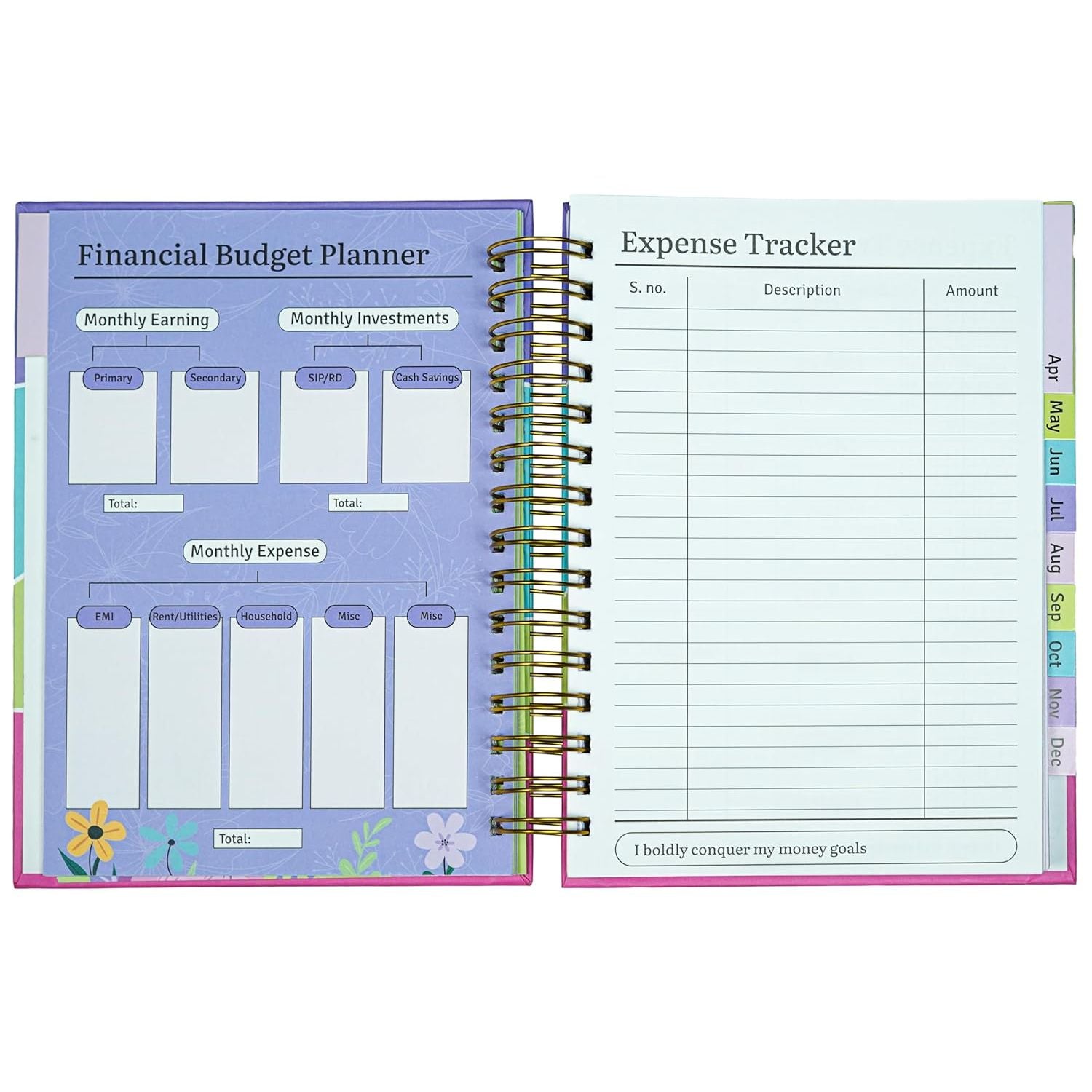 Spectra Planner XL | The Ultimate Annual Planner | Undated | A5 | Hard  Bound Wiro | 90 GSM | 288 Pages | Zen Pages | Habit Tracker| Bucket List | Expense Tracker | Meal Planning | Financial Planning I Resolutions I Gratitude | Journal
