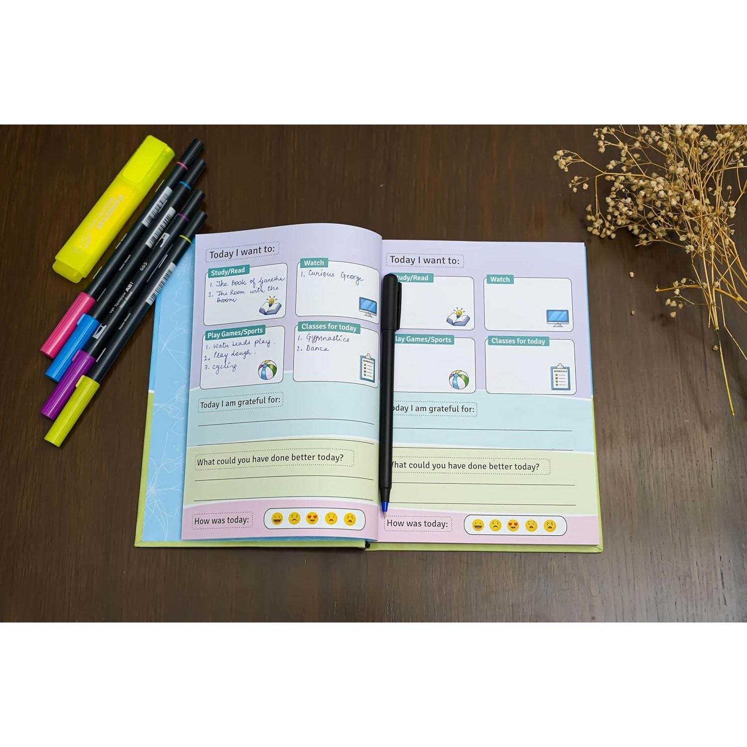 The Little Big Planner - The Ultimate Planner for Kids | For Ages 3-5 (Parental Use) | For Ages 6-8 (Collaborative Use) | For Ages 9-12 (Independent Use) | Practice Gratitude & Mindfulness | Daily Journal | Size A5 | Hard Cover | Flat Lay Design | 90 GSM