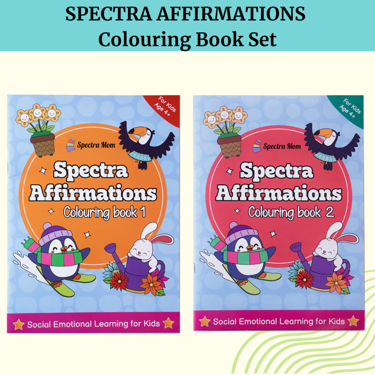Spectra Affirmations Colouring Book Set | Set of 2 Books | For Kids 4+ | Gift Set for Kids