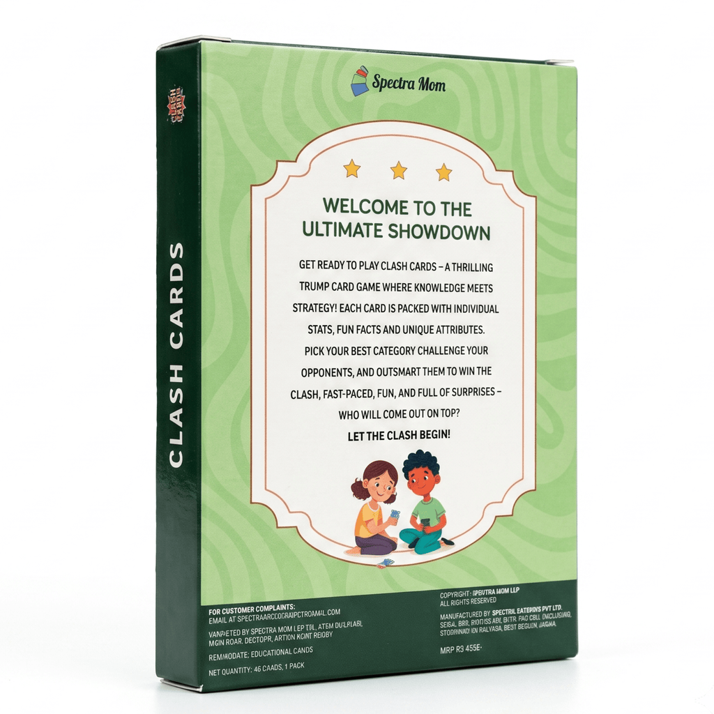 Clash Cards - Animal Kingdom | 40 Play & Learn Theme Based Trump Cards | Unlimited Ways to Play | No Screen Fun | Family Games Night | Players 2-5 | Ages 4-99 - Spectra Mom