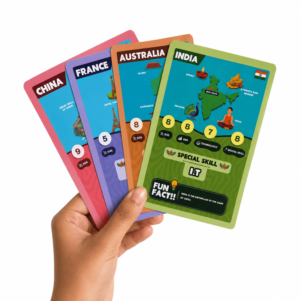 Clash Cards - Countries | 40 Play & Learn Theme Based Trump Cards | Unlimited Ways to Play | No Screen Fun | Family Games Night | Players 2-5 | Ages 4-99 - Spectra Mom