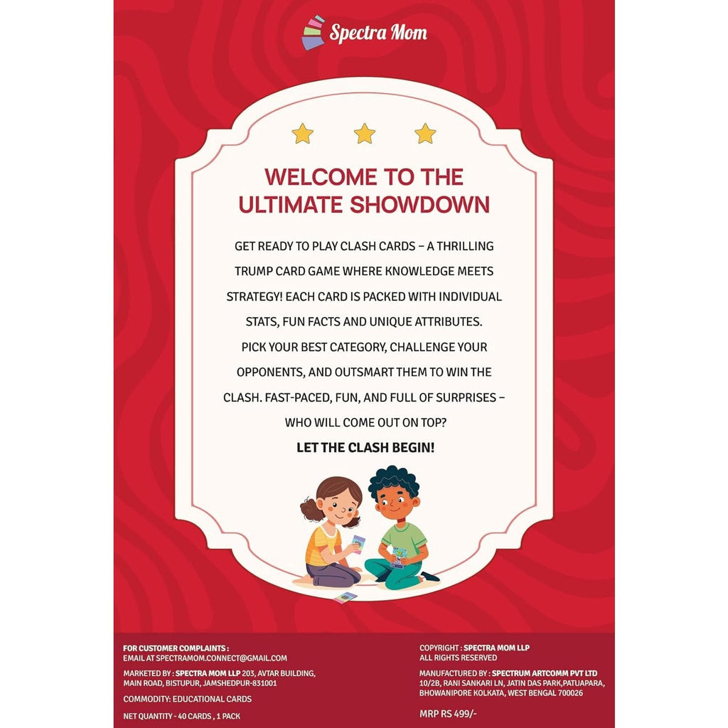 Clash Cards - Countries | 40 Play & Learn Theme Based Trump Cards | Unlimited Ways to Play | No Screen Fun | Family Games Night | Players 2 - 5 | Ages 4 - 99 - Spectra Mom