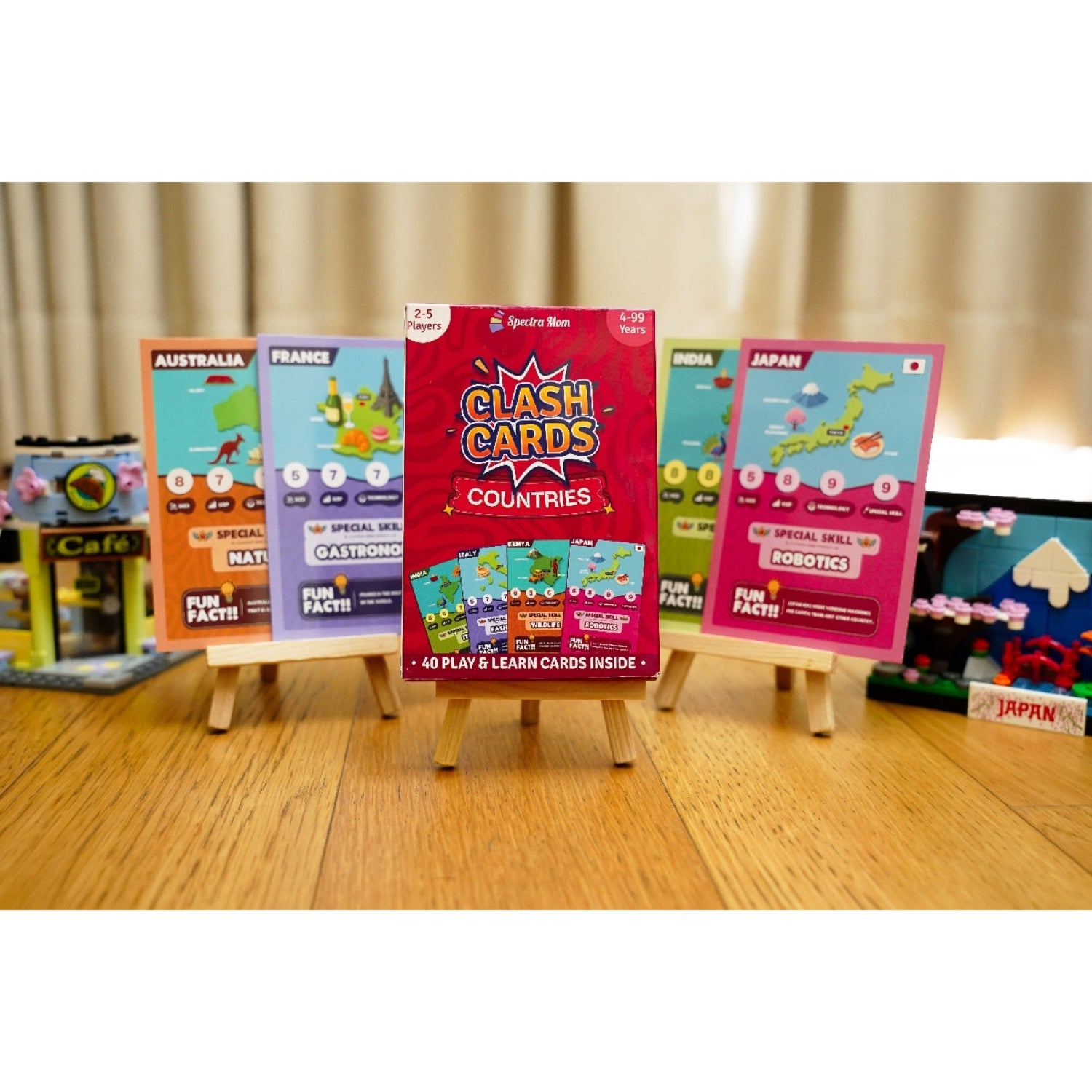 Clash Cards - Countries | 40 Play & Learn Theme Based Trump Cards | Unlimited Ways to Play | No Screen Fun | Family Games Night | Players 2 - 5 | Ages 4 - 99 - Spectra Mom