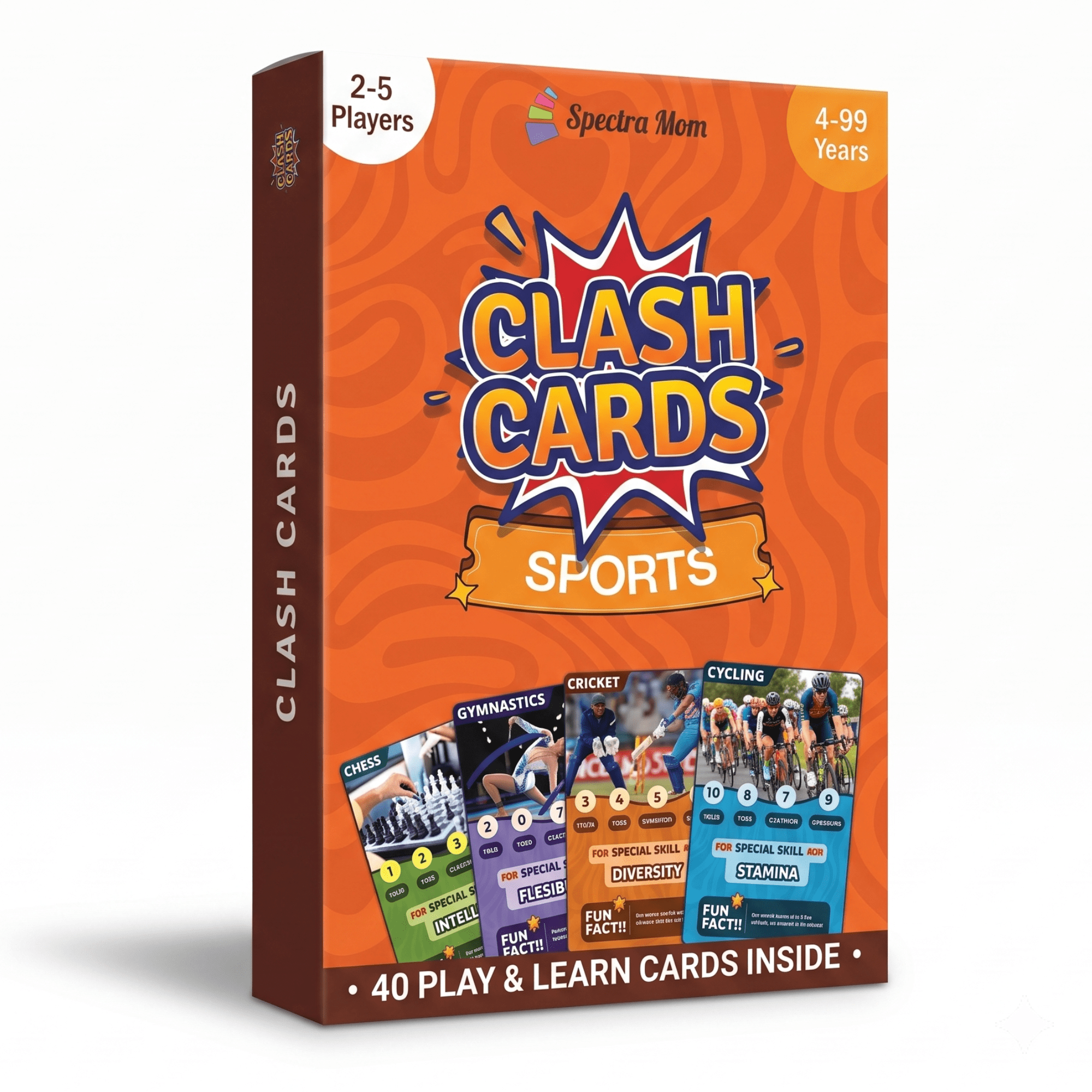 Clash Cards - Sports | 40 Play & Learn Theme Based Trump Cards | Unlimited Ways to Play | No Screen Fun | Family Games Night | Players 2-5 | Ages 4-99 - Spectra Mom