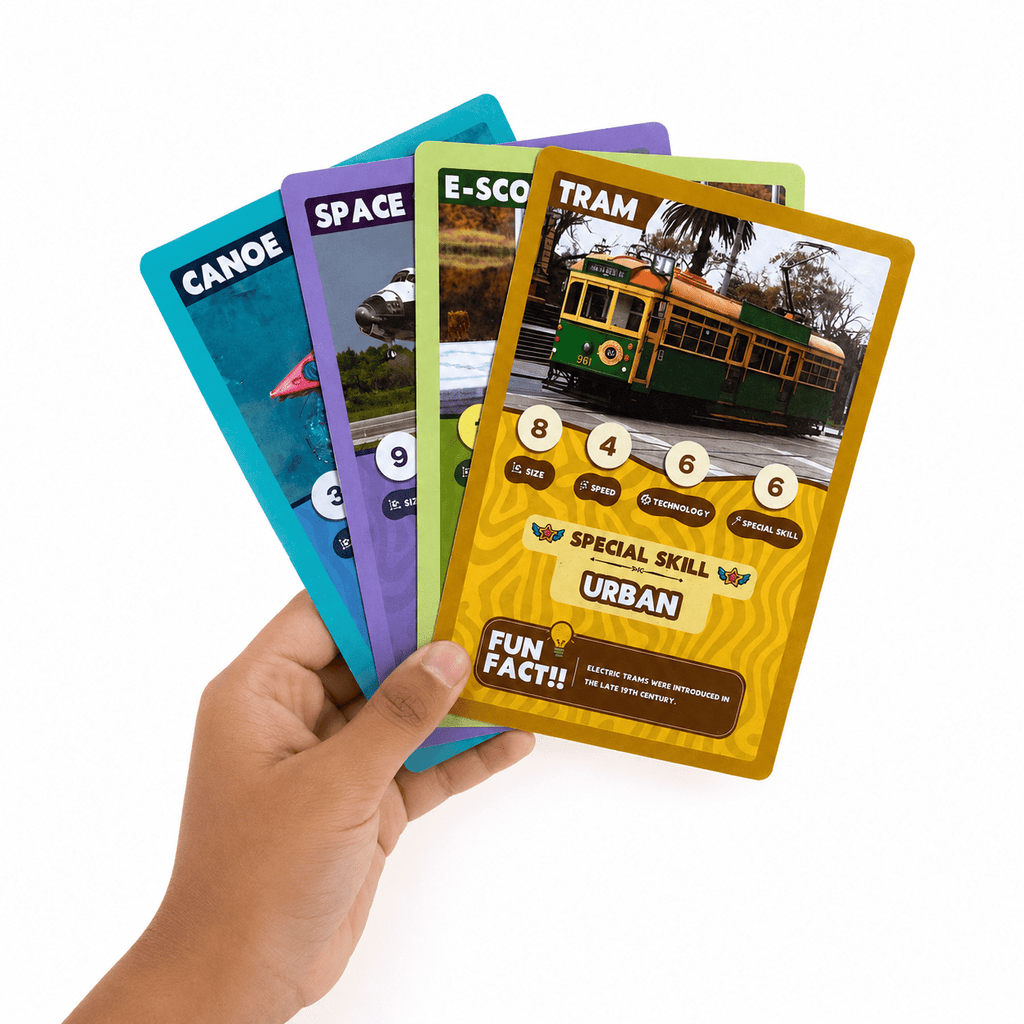 Clash Cards - Vehicles | 40 Play & Learn Theme Based Trump Cards | Unlimited Ways to Play | No Screen Fun | Family Games Night | Players 2-5 | Ages 4-99 - Spectra Mom