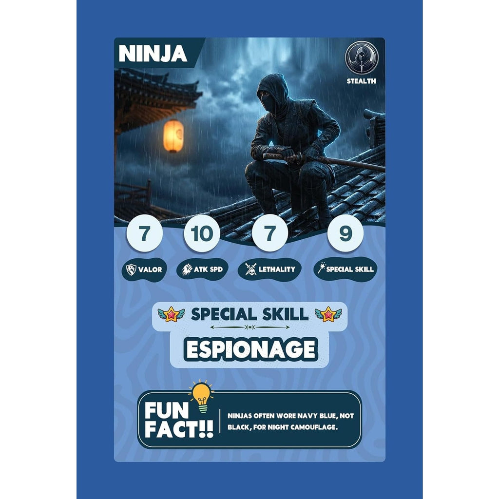 Clash Cards - Warriors | 40 Play & Learn Theme Based Trump Cards | Unlimited Ways to Play | No Screen Fun | Family Games Night | Players 2 - 5 | Ages 4 - 99 (Copy) - Spectra Mom