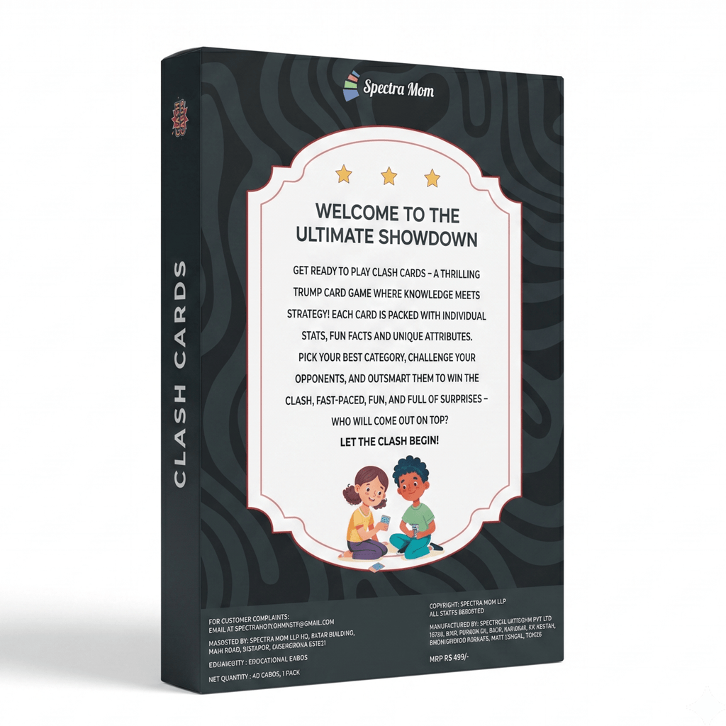 Clash Cards - Warriors | 40 Play & Learn Theme Based Trump Cards | Unlimited Ways to Play | No Screen Fun | Family Games Night | Players 2-5 | Ages 4-99 (Copy) - Spectra Mom