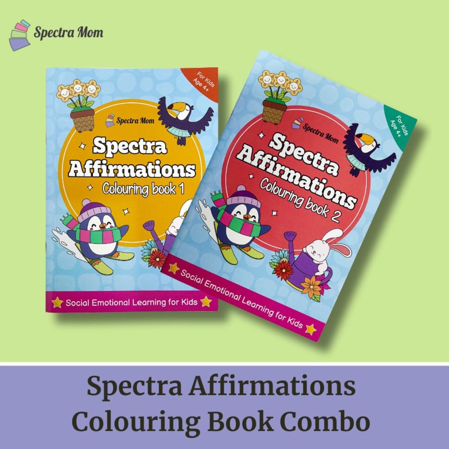 Combo Pack | Spectra Affirmations Colouring Books Book 1 & Book 2 | Set of 2 Books | for Kids 4+ | Gift Set for Kids - Spectra Mom