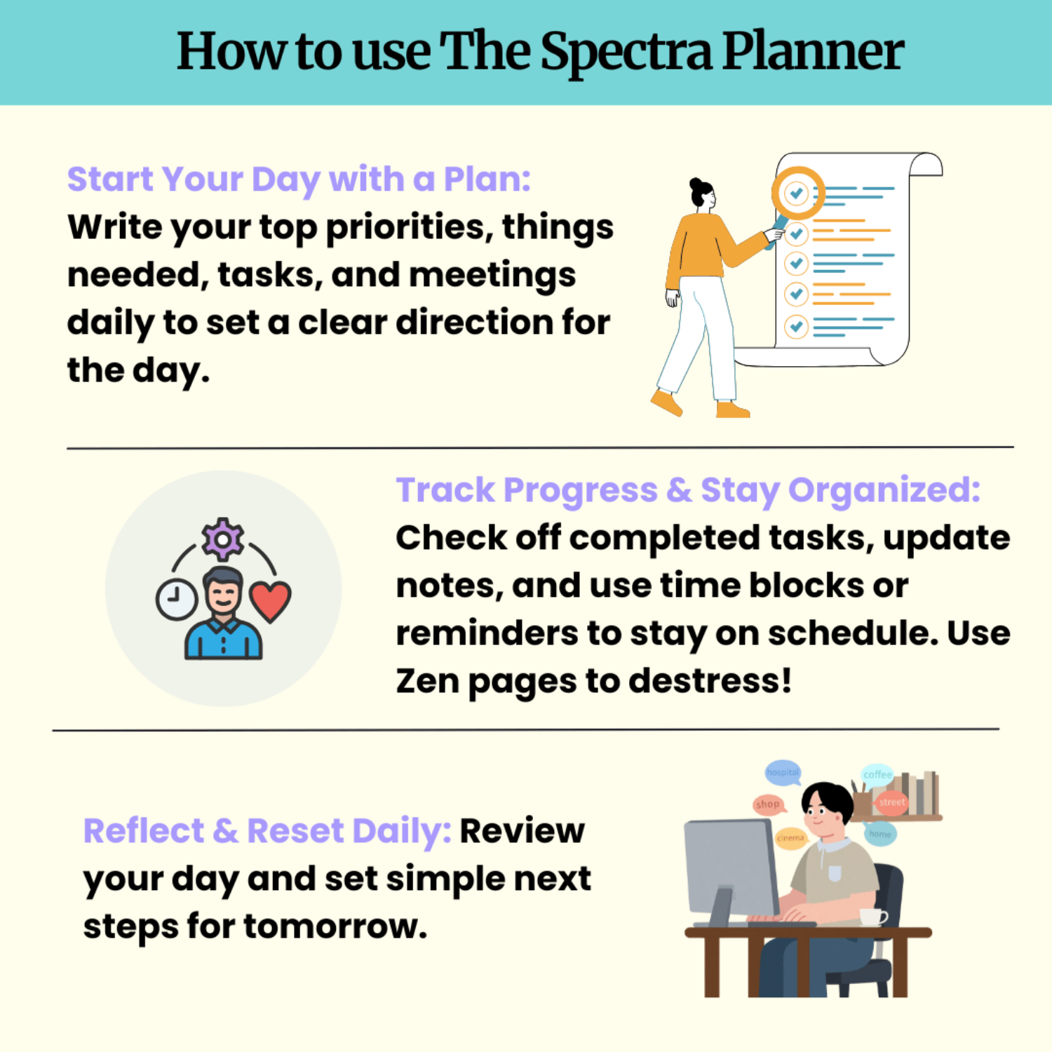 Daily Planner Set (Focus & Balance) | Undated A5 Daily Planners | 90 GSM, 186 Pages Each | Zen Pages, Expense Tracker, Doodle Sheets, To - Do Lists, Gratitude Journal | Pack of 2 - Spectra Mom