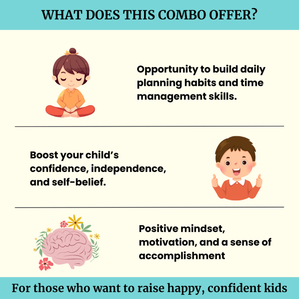 Kids Growth Set | The Little Big Planner & Positive Affirmation Cards for Kids | Daily Planning, Gratitude Journal, Emotional Check - ins & Confidence Building for Children - Spectra Mom