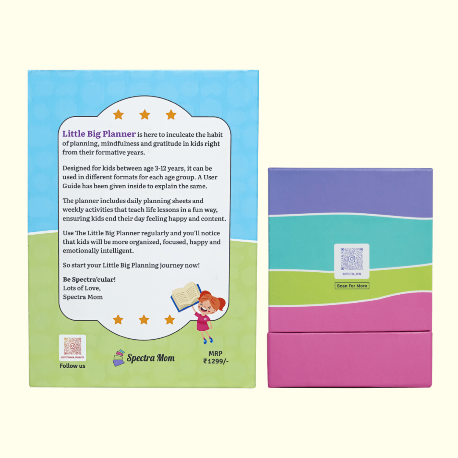 Kids Growth Set | The Little Big Planner & Positive Affirmation Cards for Kids | Daily Planning, Gratitude Journal, Emotional Check - ins & Confidence Building for Children - Spectra Mom