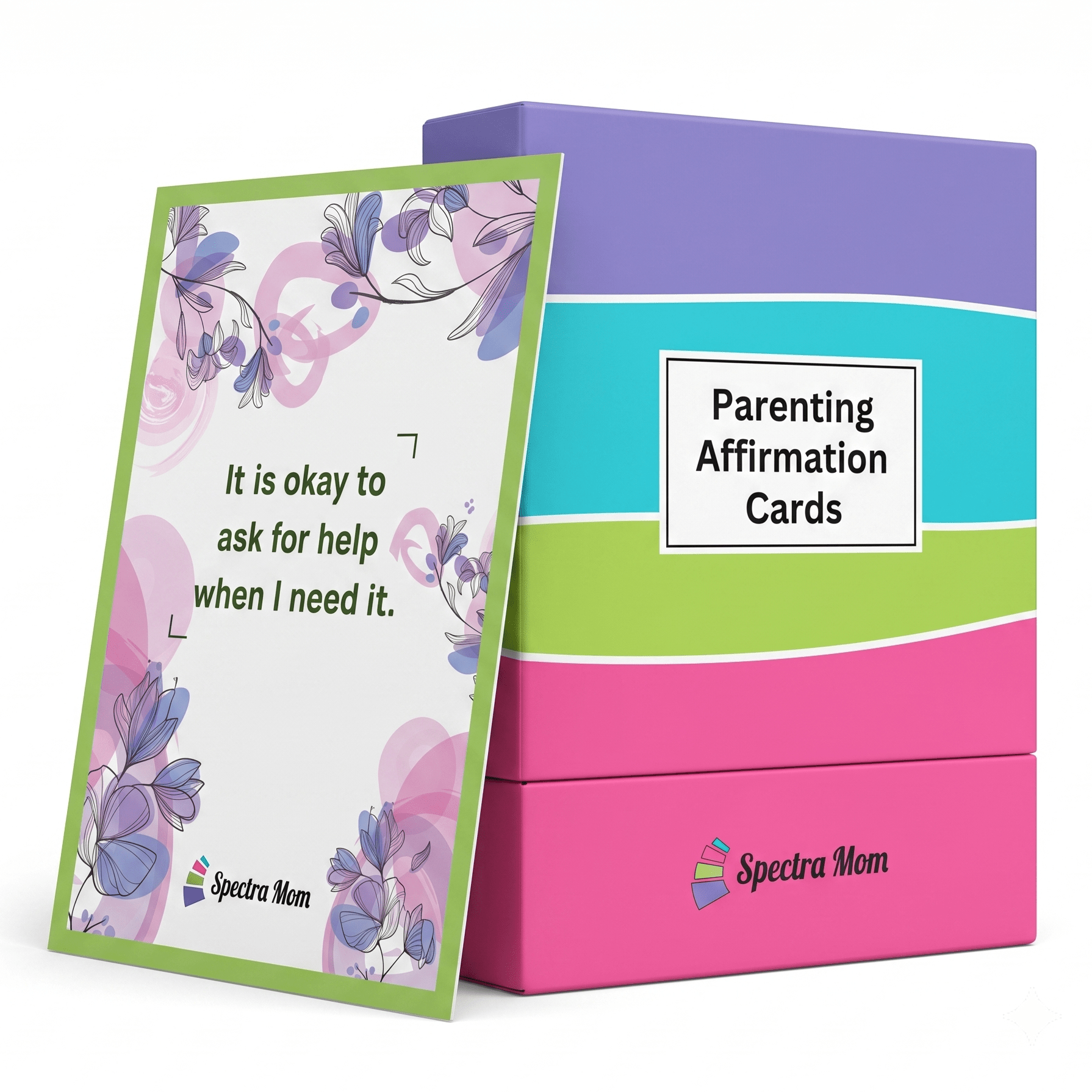 Parenting Affirmation Cards | Set of 40 Cards | Vibrant & Attractive Design | Durable Box Packing | Designed for Parents | Positive Affirmations for Motivation, Self Love & Emotional Well Being - Spectra Mom