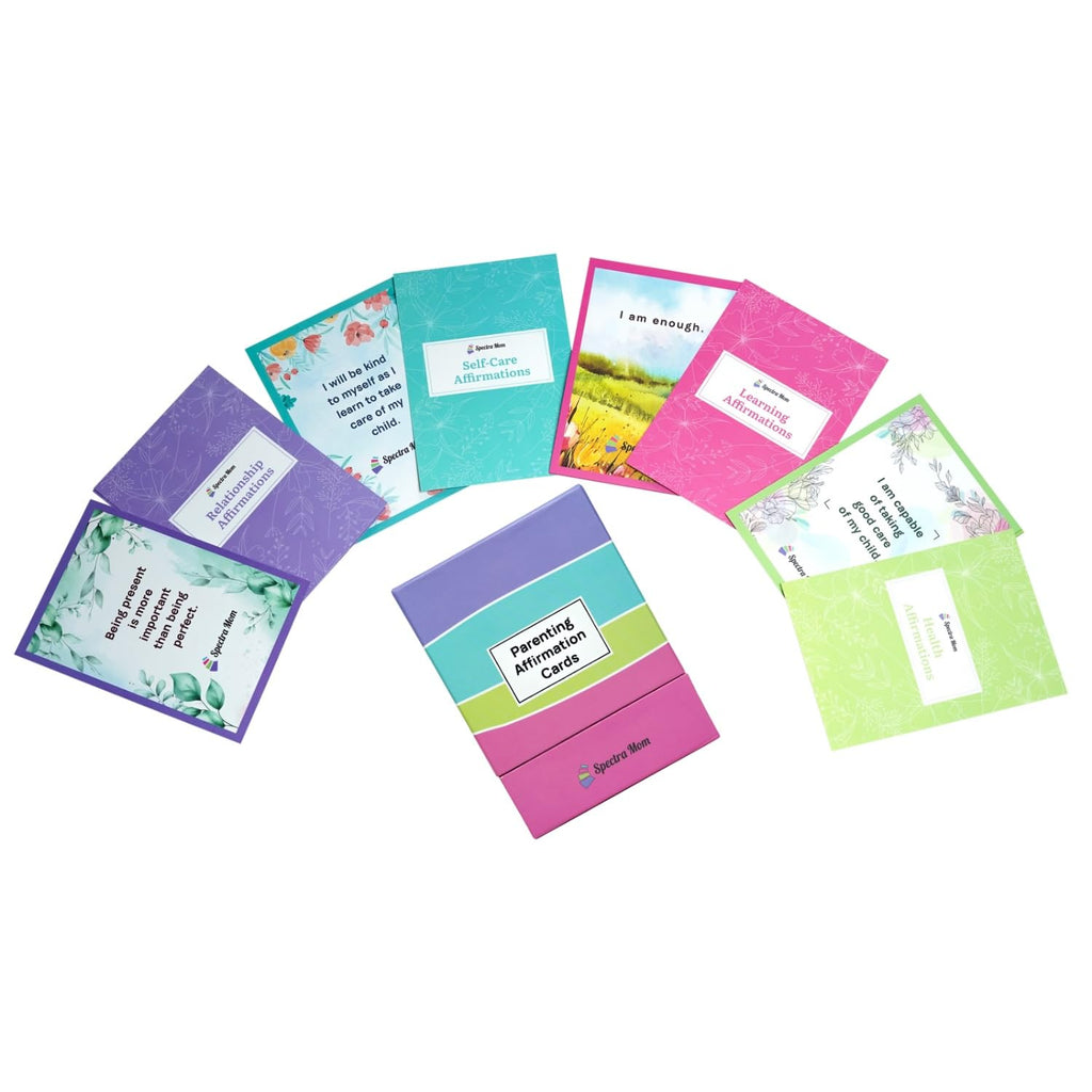 Parenting Affirmation Cards | Set of 40 Cards | Vibrant & Attractive Design | Durable Box Packing | Designed for Parents | Positive Affirmations for Motivation, Self Love & Emotional Well Being - Spectra Mom