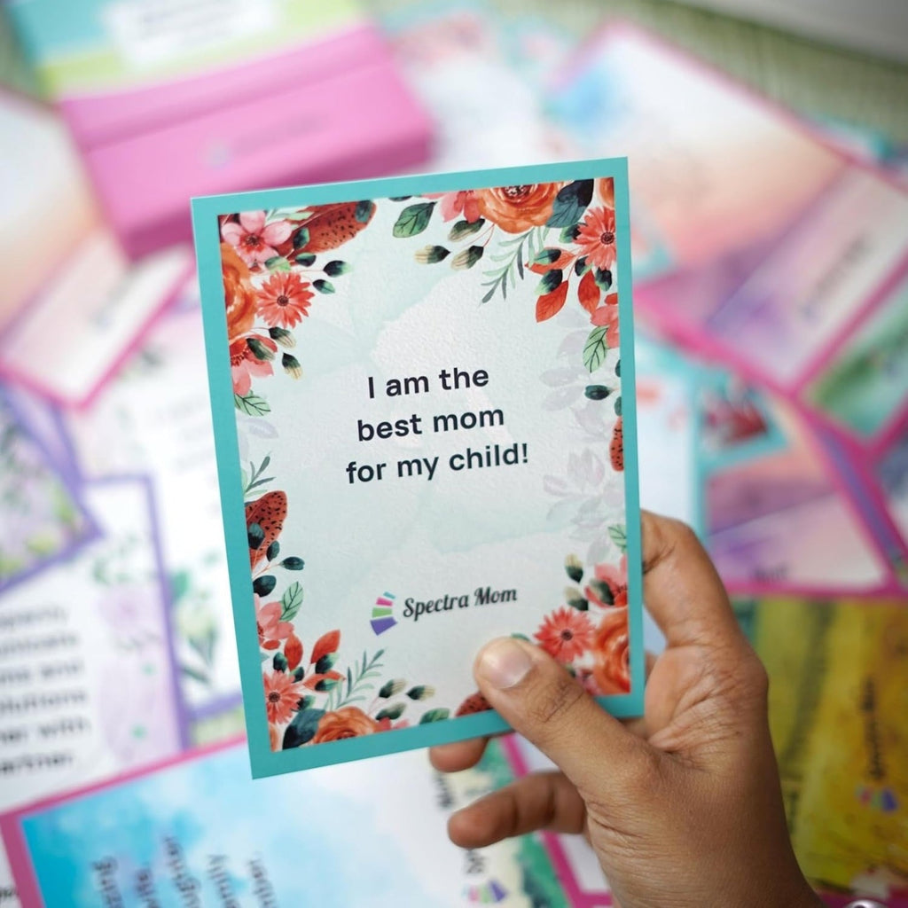 Parenting Affirmation Cards | Set of 40 Cards | Vibrant & Attractive Design | Durable Box Packing | Designed for Parents | Positive Affirmations for Motivation, Self Love & Emotional Well Being - Spectra Mom