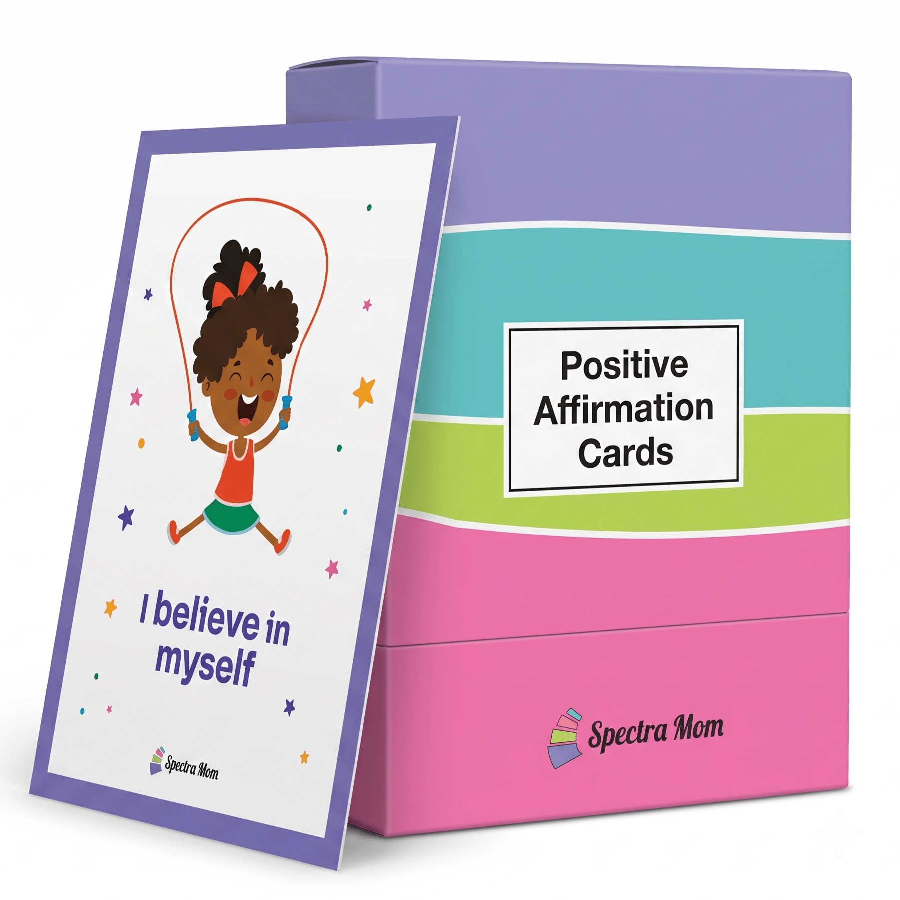 Positive Affirmation Cards for Kids | Set of 40 Cards | Vibrant & Attractive Design | Durable Box Packing | Ages 0-99 | Positive Affirmations for Motivation, Self Confidence & Emotional Resilience - Spectra Mom