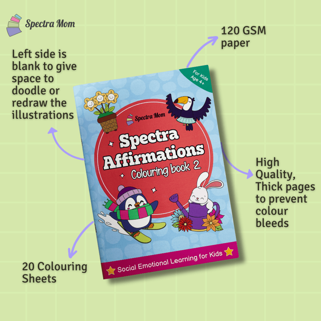Spectra Affirmations Colouring Book 2 | for Kids 4+ | Vivid Illustrations | Affirmations for Motivation, Self Confidence & Emotional Resilience - Spectra Mom
