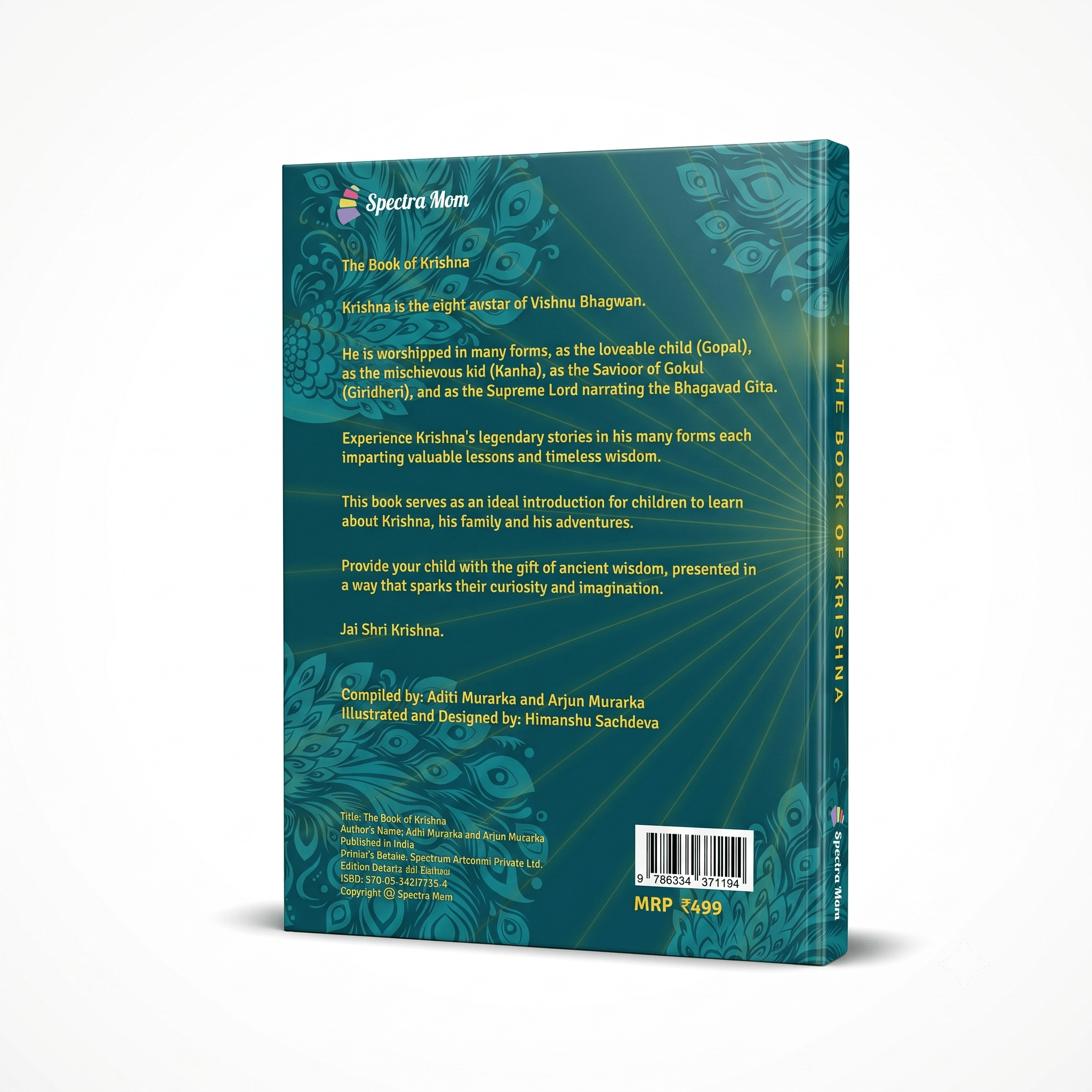 The Book of Krishna | Stories and Adventures of Lord Krishna | Board Book | Made for all Ages 0-99 | - Spectra Mom