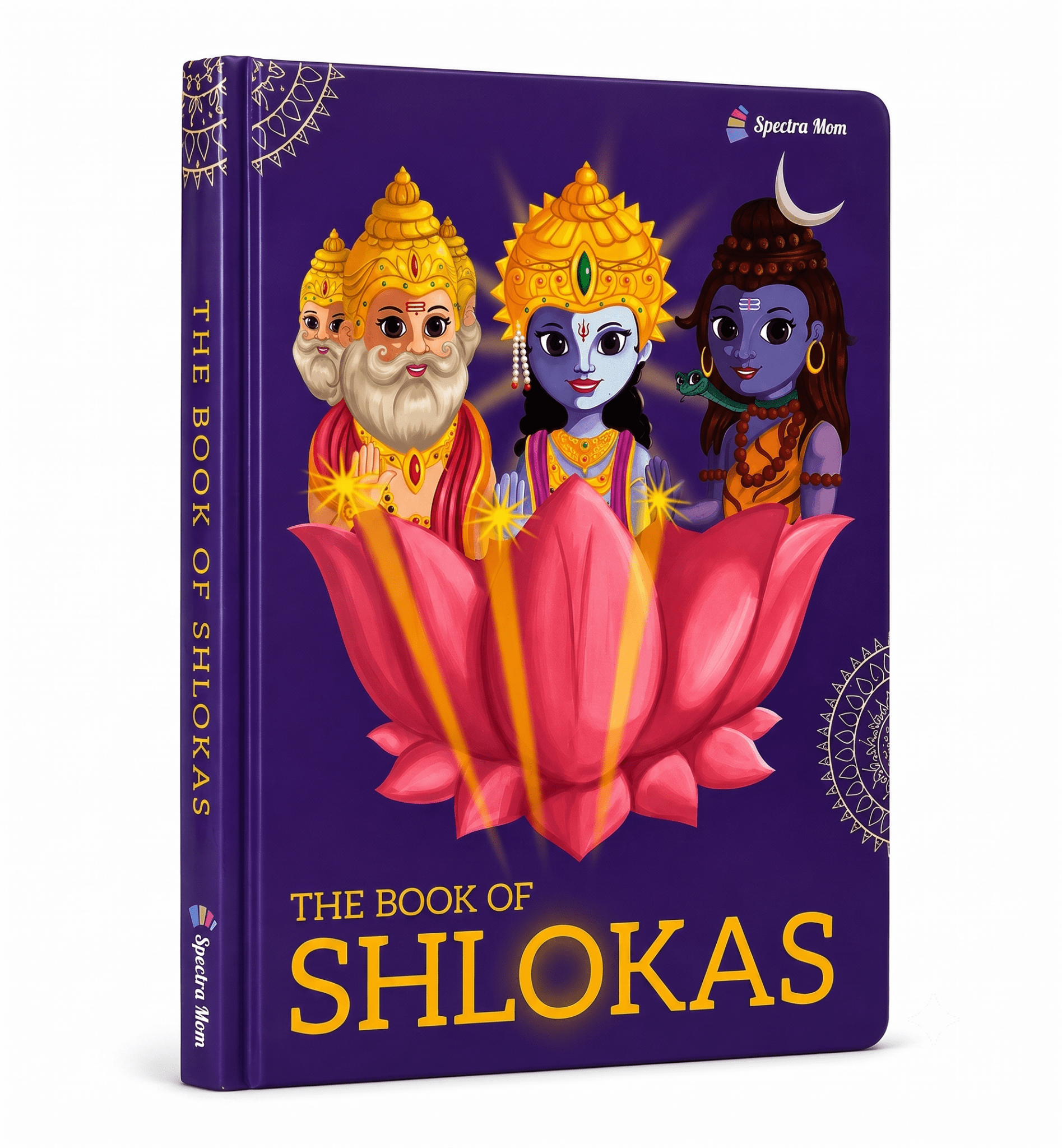 The Book of Shlokas | Compilation of 11 Shlokas & Mantras from Hindu Scriptures | Board Book | Made for all Ages 0-99 | - Spectra Mom