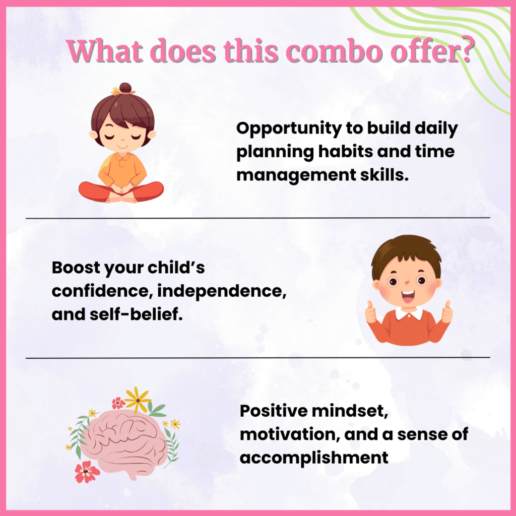 The Growth Set | The Little Big Planner & Positive Affirmation Cards for Kids | Daily Planning, Gratitude Journal, Emotional Check - ins & Confidence Building for Children - Spectra Mom