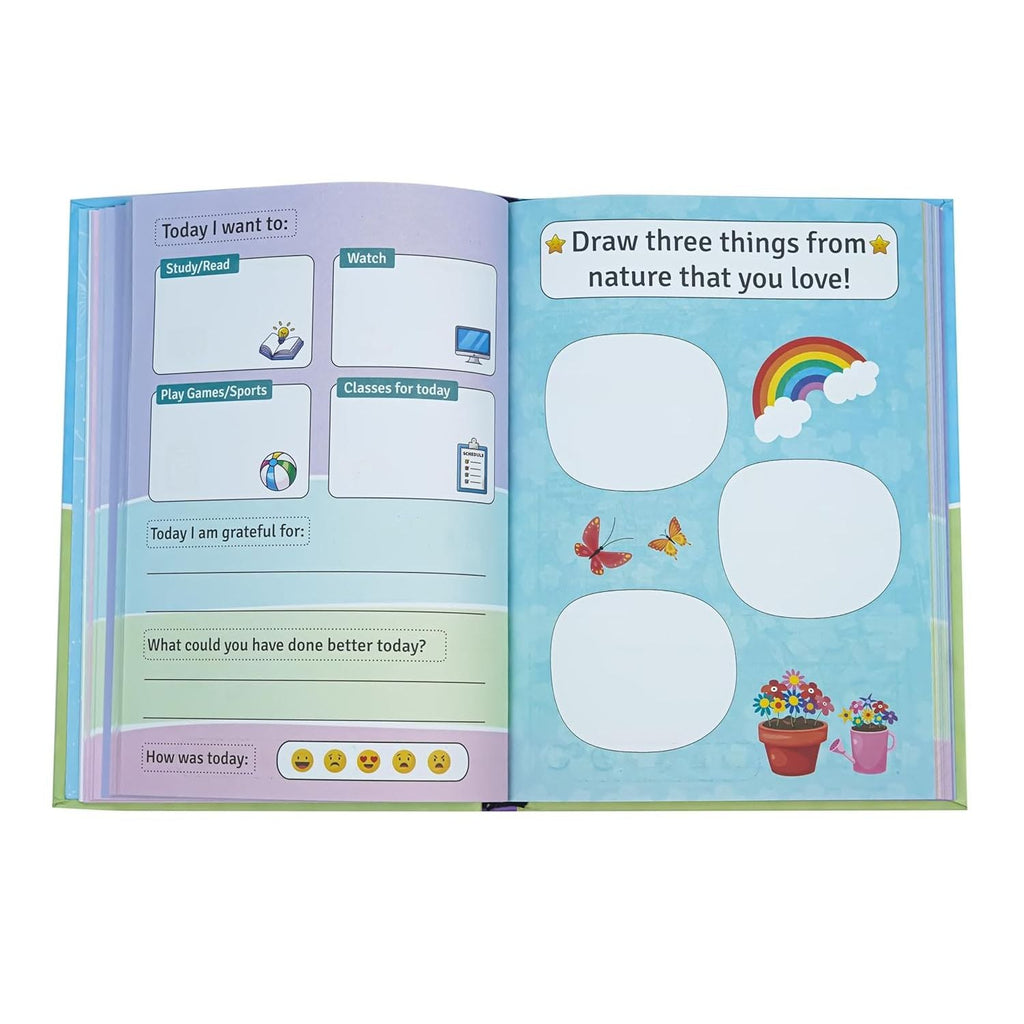 The Little Big Planner - The Ultimate Planner for Kids | For Ages 3 - 5 (Parental Use) | For Ages 6 - 8 (Collaborative Use) | For Ages 9 - 12 (Independent Use) | Practice Gratitude & Mindfulness | Daily Journal | Size A5 | Hard Cover | Flat Lay Design | 90 GSM - Spectra Mom